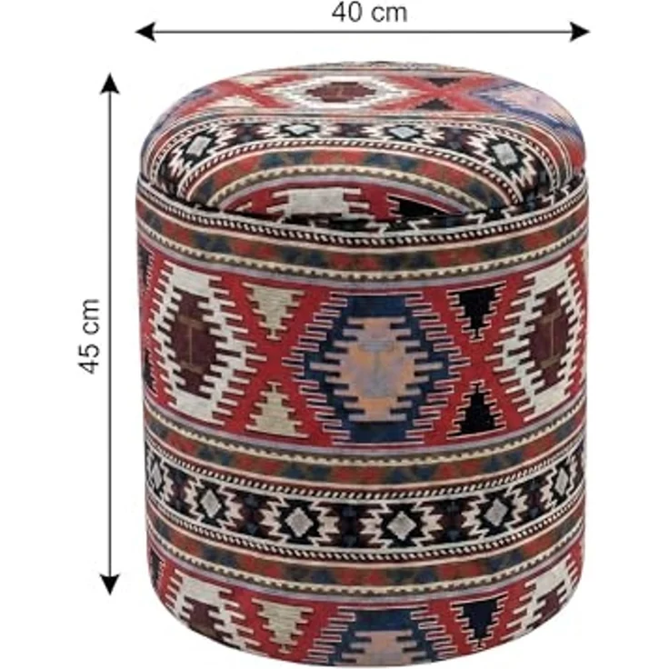 FINEBUY Stauraumhocker FB117695 Sitzhocker 45cm Mehrfarbig mit Stauraum Polsterhocker Hocker (Praktischer Polsterhocker im Ethno-Style), Abnehmbarer Deckel und strukturierte Oberfläche – Bild 3