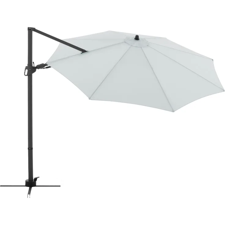 Derby Sonnenschirm / Ampelschirm "Derby DX 335", inkl. Standkreuz, hellgrau, Ø 335 cm