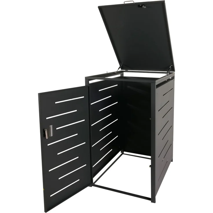 XL 1er-/2er-Mülltonnenverkleidung HWC-E83, Mülltonnenbox, erweiterbar 116x71x98cm ~ anthrazit, Stahl 39kg – Bild 4