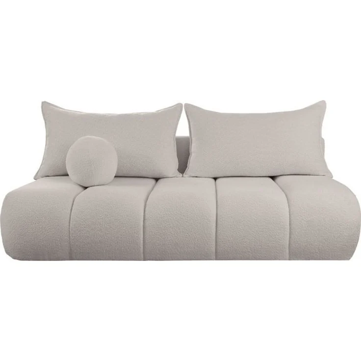WFL GROUP Schlafsofa Milla mit Bettkasten – 3 Sitzer Couch mit Schlaffunktion, Bettfunktion, MADE IN EU, Schlaffläche 150 × 200 cm, Skandinavische Polstercouch im modernen Design – Weicher Boucle – Bild 4