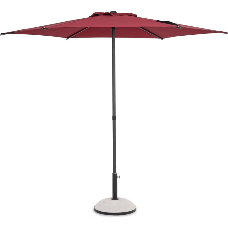 Sonnenschirm Samba aus Metall und Polyester, modern, rot, neigbar mit winddichtem Kamin – Bild 1