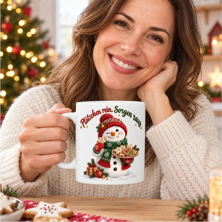 WS-Trend Tasse Kekszauber Schneemann Tasse Keramik 330 ml Geschenkidee zu Weihnachten, Keramik – Bild 2