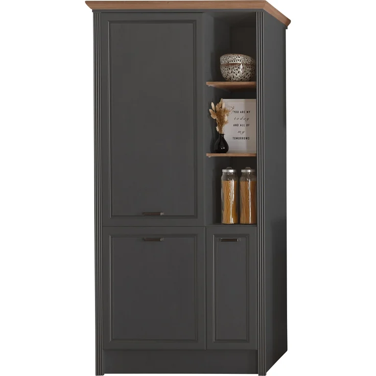 JASMIN Moderner Einbauschrank für Kühlschrank in Graphit, Artisan Eiche Optik - Geräumiger Hochschrank Küchenschrank mit viel Stauraum - 104 x 216,5 x 61 cm (B/H/T) – Bild 2