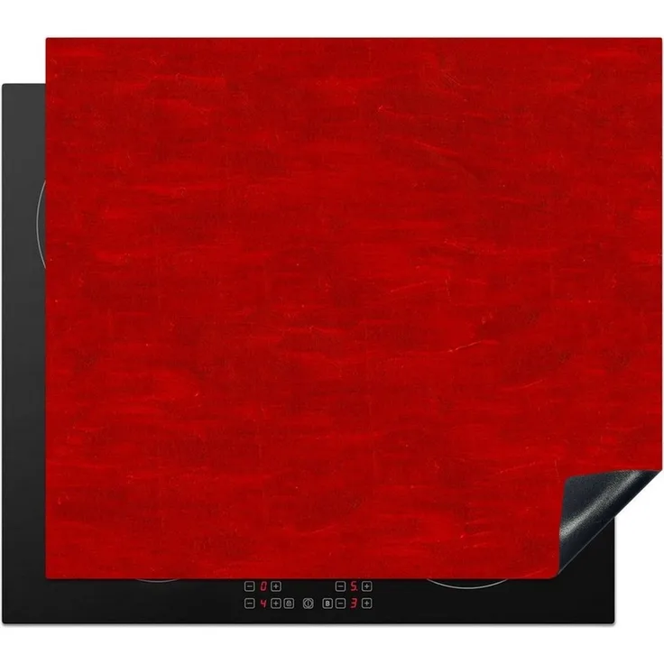 MuchoWow Herd-Abdeckplatte Muster - Ölfarbe - Rot, Vinyl, (1 tlg), Ceranfeldabdeckung Küche, Herdabdeckplatte Einteilig, 60x52 cm