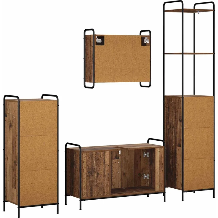 vidaXL Badezimmerschrank-Set 4 stk. Altholz 40 x 36 x 200,5 cm 3444673 – Bild 8