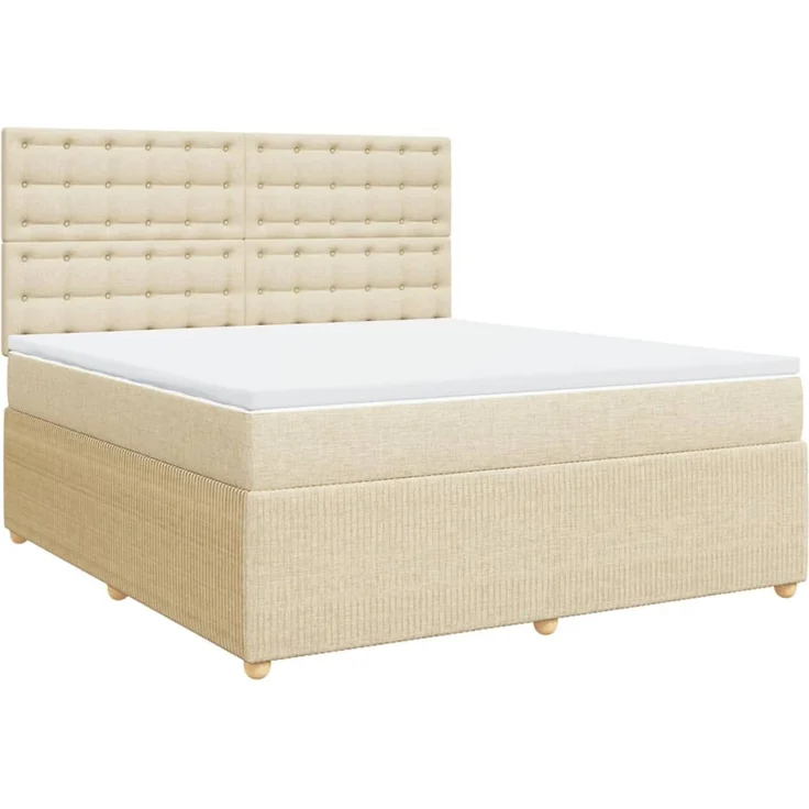 vidaXL Boxspringbett mit Matratze Creme 180x200 cm Stoff 3294454 – Bild 3