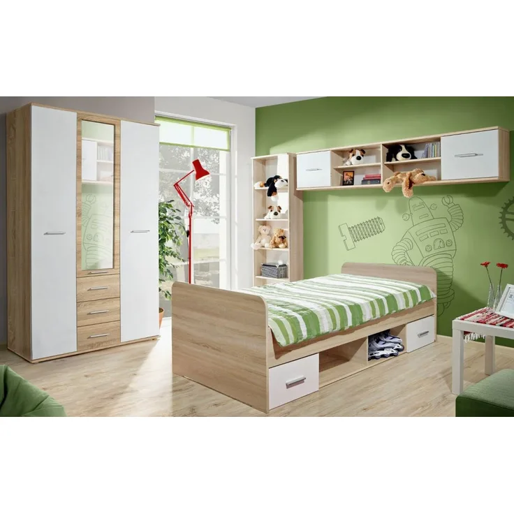 Kinderzimmer / Jugendzimmer Superior in weiß und Eiche 4-teilig