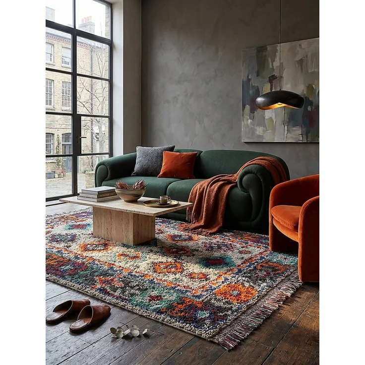 KADIMA DESIGN Teppich TAFRAUT Schlafzimmerteppich Hochflor 133x190 Multi kuschelig weich, Rechteckig, Höhe: 34 mm, Polyester recycelt, 30 mm, 2590 g/m², rutschhemmend, pflegeleicht – Bild 4
