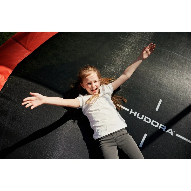 Hudora Fantastic Trampolin 400V', mit Sicherheitsnetz, für die ganze Familie, max. belastbar bis 100 kg, 400 cm Durchmesser, rot, ab 3 Jahren – Bild 16