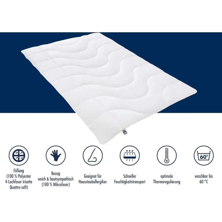 Badenia Bettcomfort Irisette Micro Thermo Sommerdecke Steppbett aus weicher und atmungsaktiver Microfaser für den Sommer, 135x200 cm – Bild 3