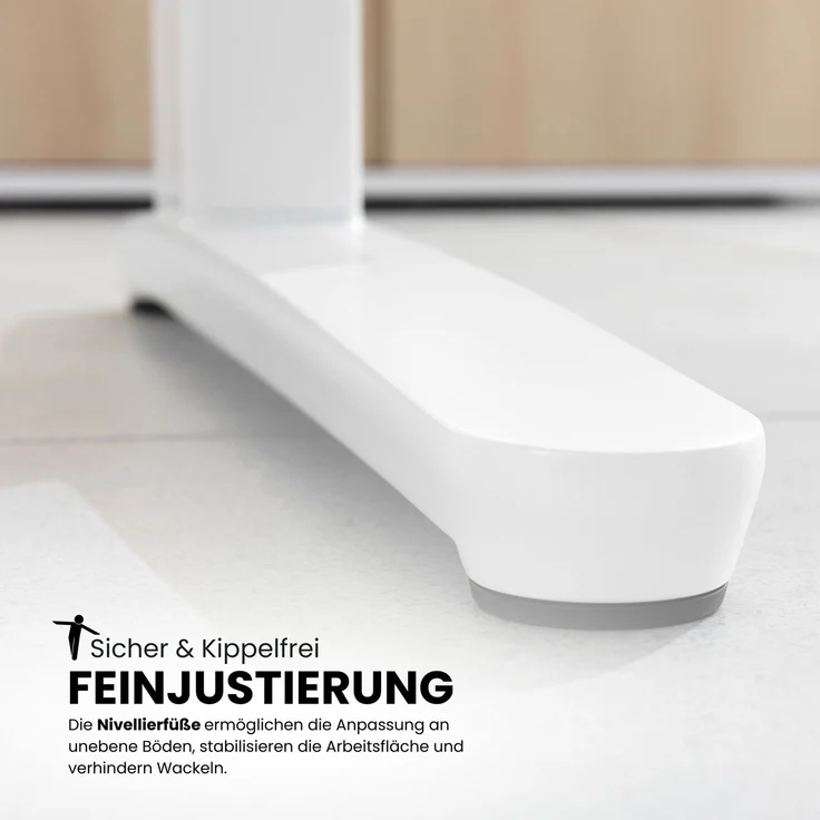 bümö manuell höhenverstellbarer Schreibtisch 140x80 in Asteiche, Gestell in graphit - PC Tisch höhenverstellbar & klein, höhenverstellbarer Tisch Büro, kleiner Computertisch verstellbar, X14-R-GG – Bild 3