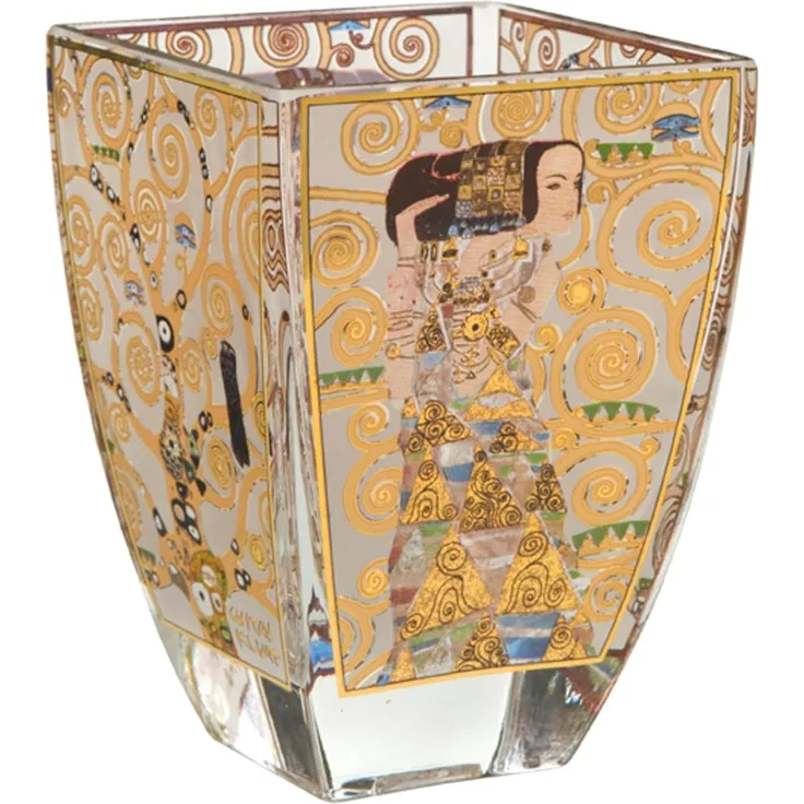 Goebel Artis Orbis Die Erwartung Windlicht, Teelichthalter, Teelichtglas, Kerzenglas, mit Teelicht, Kerze, Gustav Klimt, Glas, H 11 cm, 66900986