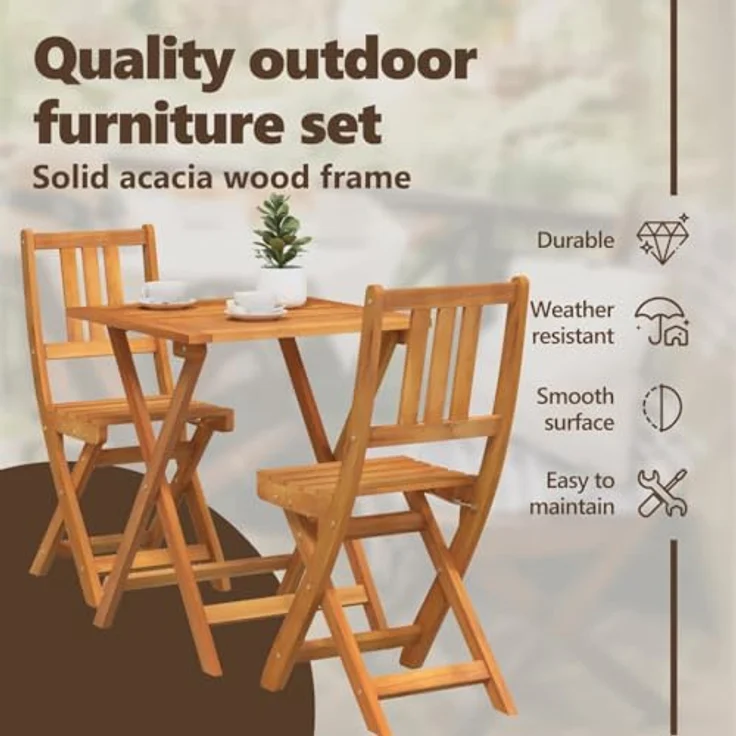 vidaXL Bistrogarnitur 3 pcs Öl-Natur Massivholz Akazie 4105509 – Bild 7