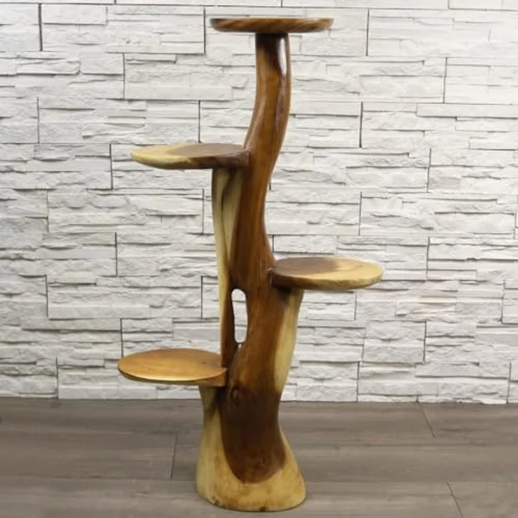 Oriental Galerie Blumenhocker Blumenständer Massiv Akazie Natur 100 cm (1 St) – Bild 3