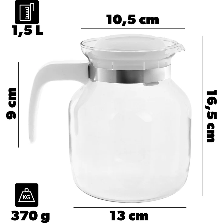 KADAX Hitzebeständige Teekanne mit Deckel, Glas, weiß, 1,5L – Bild 3