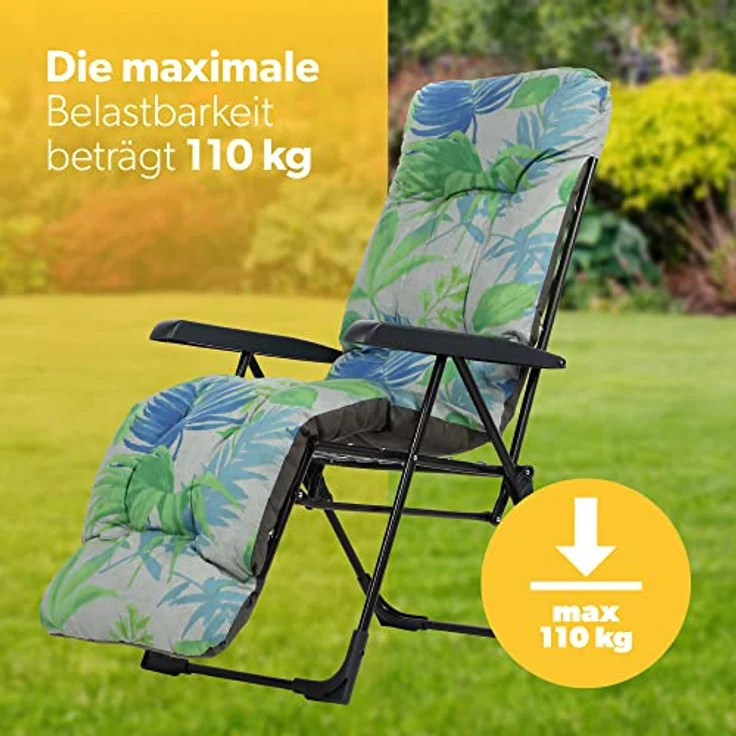 Kadax Gartenliegestuhl, Einstellbare Lehne, Grau-Grün, Metall, 58x152 cm, Gartenmöbel – Bild 7
