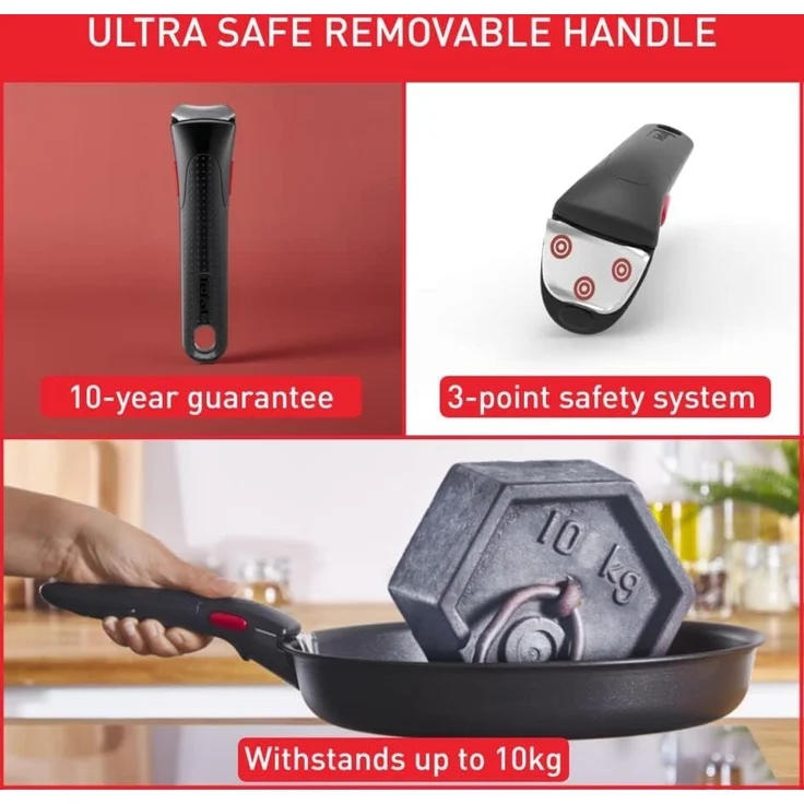 Tefal Pfannen-Set Ingenio Easy Cook & Clean On, Aluminium (Set, 10-tlg), abnehmbarer Griff, Antihaftversiegelung, Thermo-Signal, made in France – Bild 5