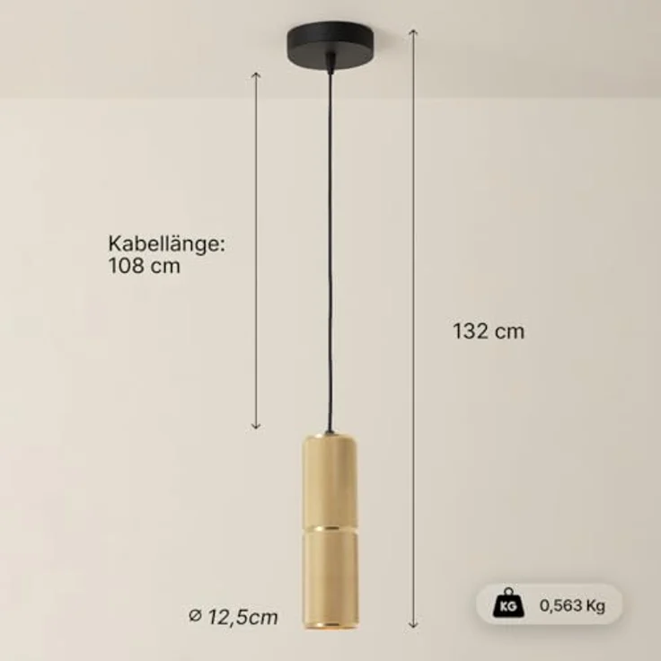 Brilliant Pendelleuchte Marty, GU10, 350 lm, schwarz mit goldenem Schirm, dimmbar – Bild 3