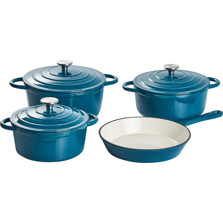 Gusseisen Kochgeschirrset 7-teilig CASTORA Blau