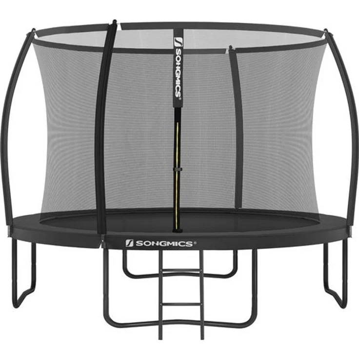 Songmics 'STRDE102B01' Trampolin Ø 305 cm, rundes Gartentrampolin mit Sicherheitsnetz, mit Leiter und gepolsterten Stangen, Sicherheitsabdeckung, sicher, schwarz – Bild 1
