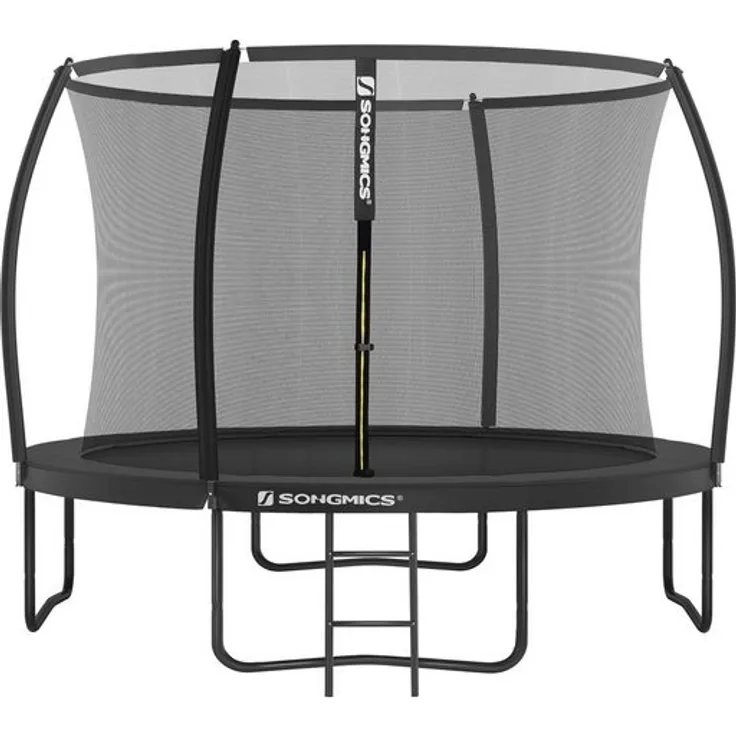 Songmics 'STRDE102B01' Trampolin Ø 305 cm, rundes Gartentrampolin mit Sicherheitsnetz, mit Leiter und gepolsterten Stangen, Sicherheitsabdeckung, sicher, schwarz