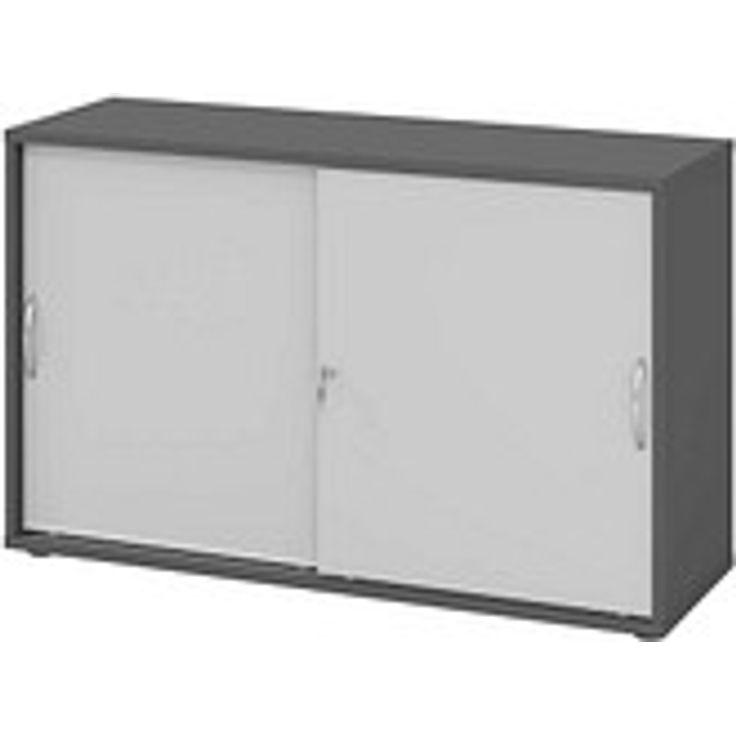 HAMMERBACHER Schiebetürenschrank 1752S, V1752S/G/5/BM, grafit-grau, 1 Fachboden, 120 x 40 x 74,8 cm, abschließbar, höhenverstellbar