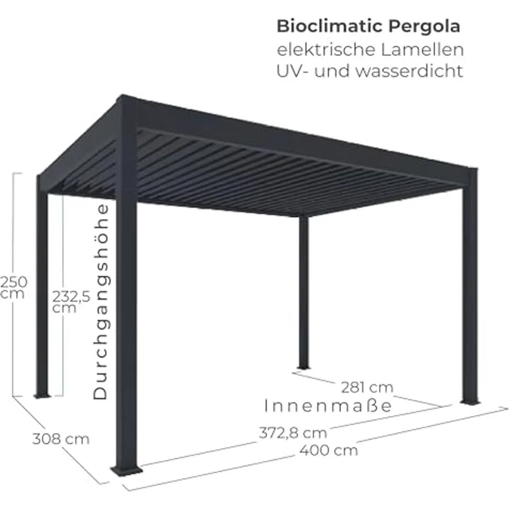 Osoltus E Bioclimatic Lamellen Pergola, elektrisch, Aluminium anthrazit, 4x3 m – Bild 3