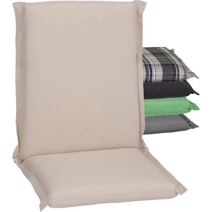 Beo Gartenstuhlauflage Niedriglehner Waschbar Ascot | Made in EU Premium Plus Qualität | UV-beständige Niedriglehner Auflagen | Atmungsaktive Stuhlauflage Niedriglehner in Beige