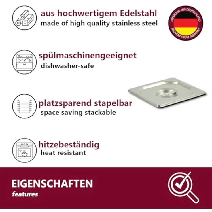 HOOZ Thermobehälter GN Thermobehälter & Deckel Wärmebehälter aus Edelstahl, Edelstahl, (Packung, 1-tlg, ineinander stapelbar, platzsparend), stapelbar – Bild 8