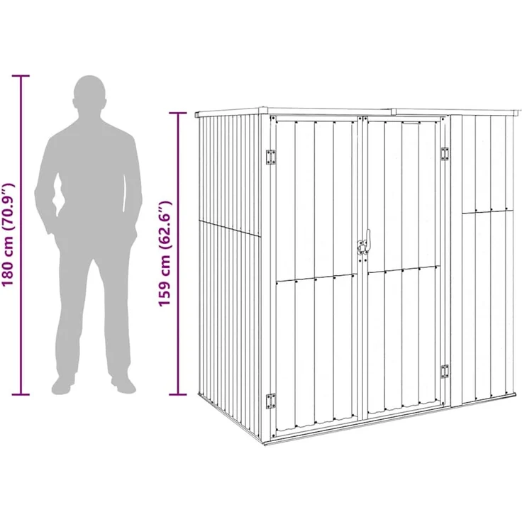 vidaXL Gerätehaus Braun 161x89x161 cm Verzinkter Stahl 316212 – Bild 8