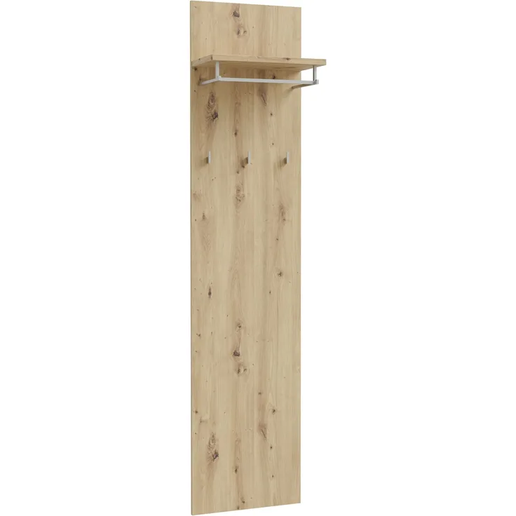 Garderobenpaneel >BACCIO< 3 Haken, 1 Boden, Stange, Artisan Eiche Dekor - 45x196,8x25,5cm BxHxT