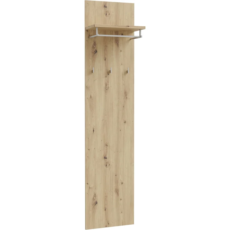 Garderobenpaneel >BACCIO< 3 Haken, 1 Boden, Stange, Artisan Eiche Dekor - 45x196,8x25,5cm BxHxT – Bild 1