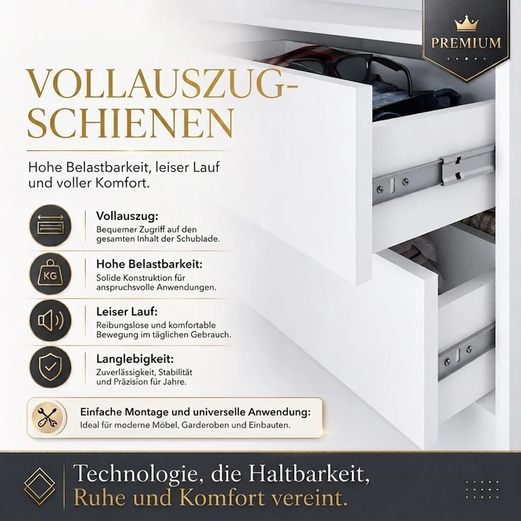 BELANO Schwebetürenschrank 200 cm mit Spiegel – Kleiderschrank mit Schiebetüren, Innenausstattung: Premium Plus – Bild 7