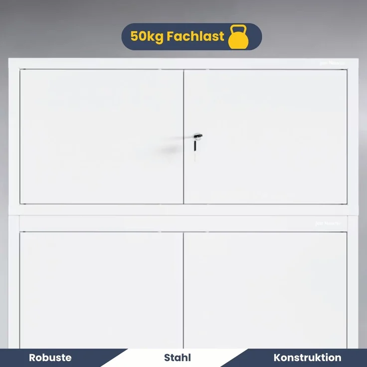 Schrankerweiterung Aktenschrank mit 2 Flügeltüren | Zusatzschrank für Büroschrank Extraschrank Stahl Mehrzweckschrank klein Werkstatt, 38x80x40cm Weiß – Bild 4