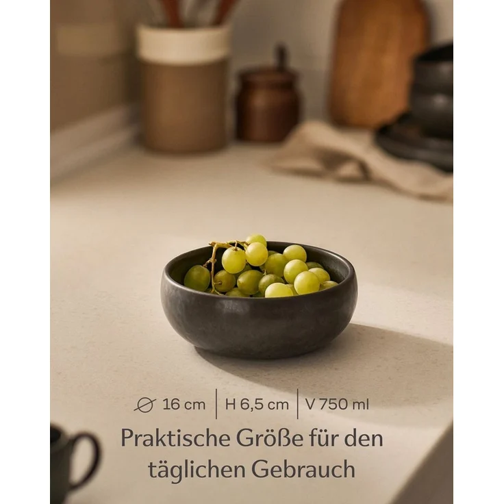 Cosumy Schüssel "Cosumy, Lune, Tiefe Teller Set 4 St. Ø16 cm", Steingut, (4er Set, 4-tlg), Reaktive Glasur, Handgefertigt, Jedes Stück ein Unikat – Bild 3