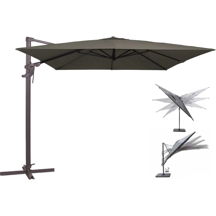 Madison Alu-Ampelschirm "Flex", anthrazit, 3x3 m