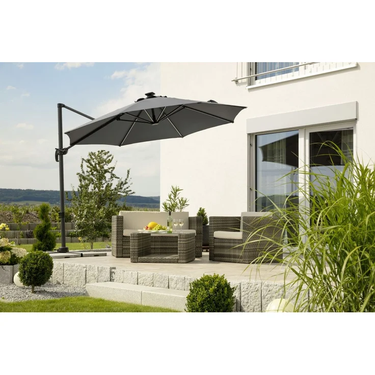 Ampelschirm Rhodos Blacklight 300/8 anthrazit rund, Ø ca. 300 cm – Bild 2