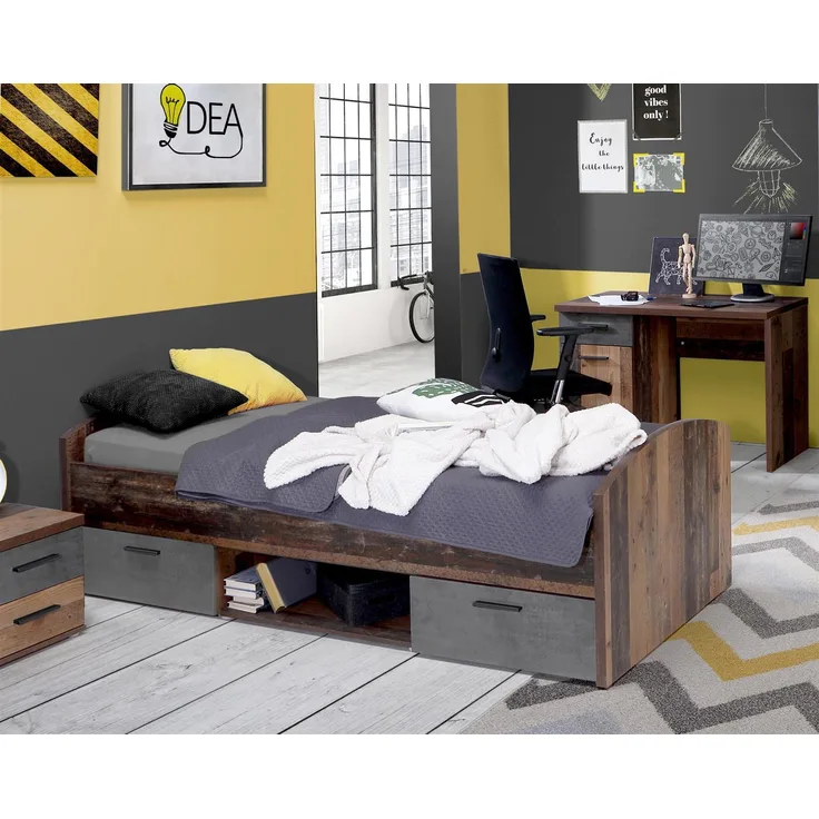 Bett >Vyronas< in Old Wood Vintage - 96x65x206,4cm (BxHxT)