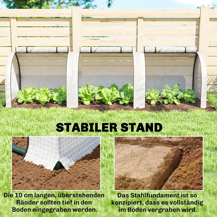 Outsunny Gewächshaus, Stahl, PE, Weiß, 295L x 100B x 80H cm – Bild 5