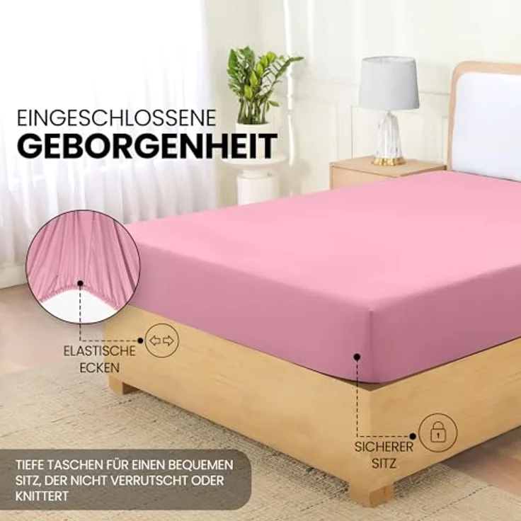 Utopia Bedding - Spannbettlaken 90x200 cm - Rosa - Oeko-Tex Zertifiziertes Gebürstete Polyester-Mikrofaser Spannbetttuch - 35 cm Tiefe Tasche – Bild 5