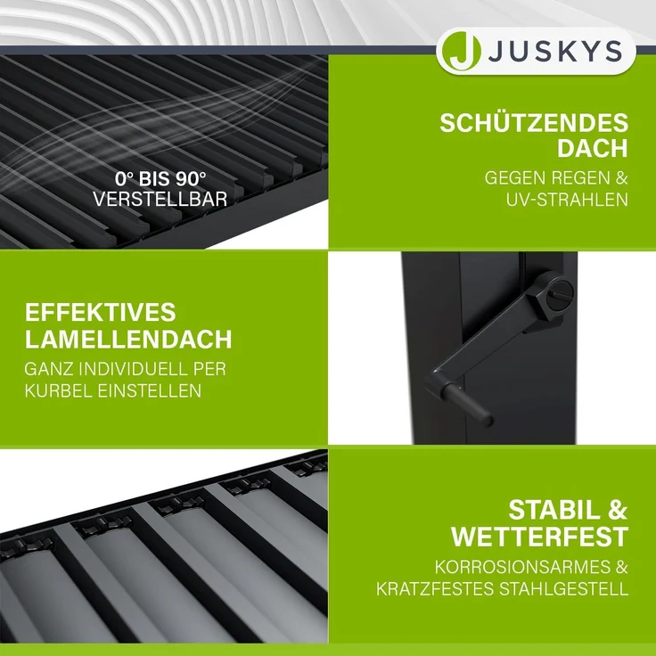 Juskys Lamellendach Tahiti 3x5,9 m inkl. Seitenwand 3 m in Anthrazit - Terrassenüberdachung stabil & wetterfest - Überdachung für Garten & Terrasse – Bild 5