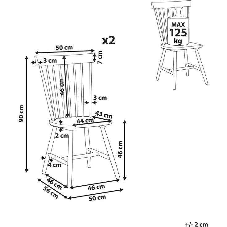 Esszimmerstuhl 2er Set BURGES Holz Braun – Bild 3