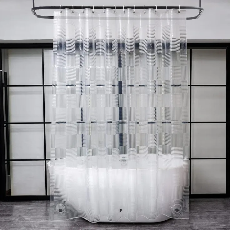 Transparenter Duschvorhang 180x180cm 3D Muster Anti-Schimmel Wasserdicht