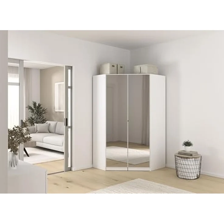 Rauch Möbel Costa, Eckschrank, Kleiderschrank für Schlafzimmer, Kinderzimmer, Babyzimmer, 2-türig, mit Spiegel, Zubehör Classic, Farbe Weiß, Breite 208 cm – Bild 4