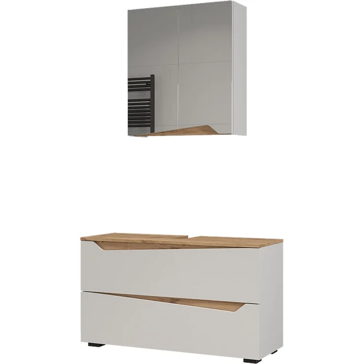Badmöbel-Set Marelle Weiß/Artisan-Eiche 2 Teile Vicco – Bild 1