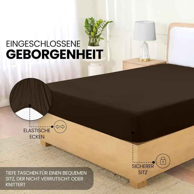 Utopia Bedding - Spannbettlaken 140x200 cm - Braun - Gebürstete Polyester-Mikrofaser Spannbetttuch - 35 cm Tiefe Tasche – Bild 4
