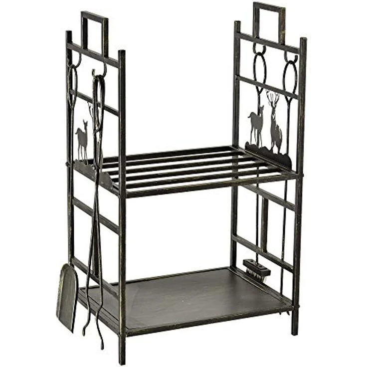 Outsunny Kaminholzregal Kaminholzständer mit Kaminbesteck – Bild 6