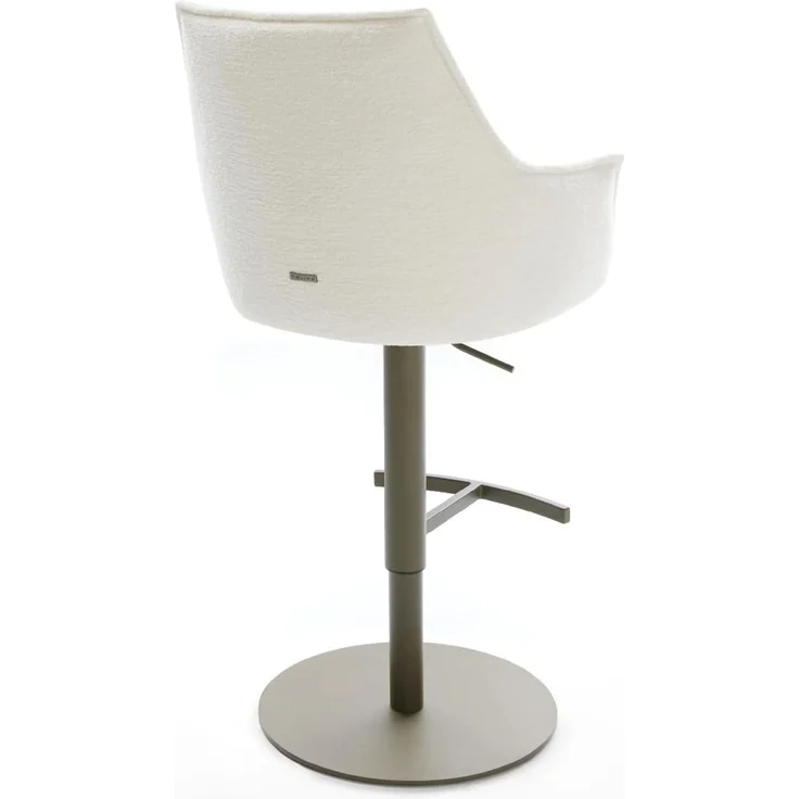Barstuhl Alja-Flex Bouclé Soft Beige Drehfuß höhenverstellbar Metall Titanfarben Taschenfederkern – Bild 6