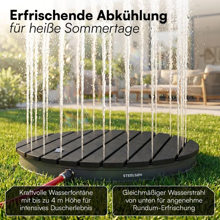 STEELSØN 'Samaya' Bodendusche rund, Gartendusche anthrazit/grau, Campingdusche wetterfest, Saunadusche, Fontänenhöhe bis zu 4m, inkl. Fußrad – Bild 5