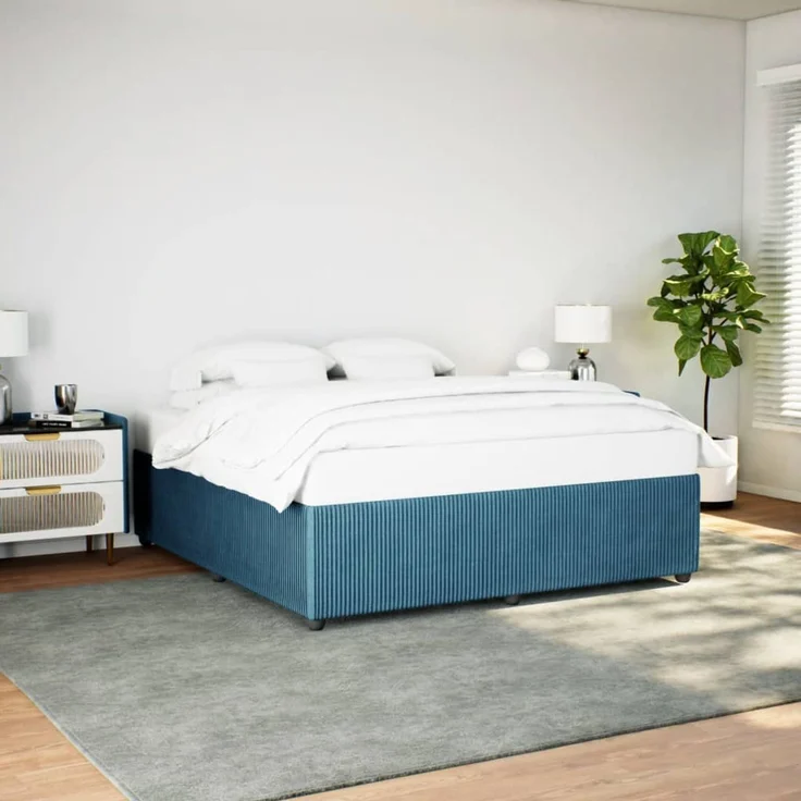 vidaXL Bettgestell Blau 200x200 cm Samt 3285034 – Bild 1